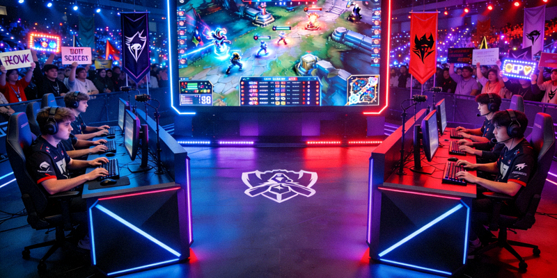 英雄联盟全球总决赛比赛现场激烈对战画面